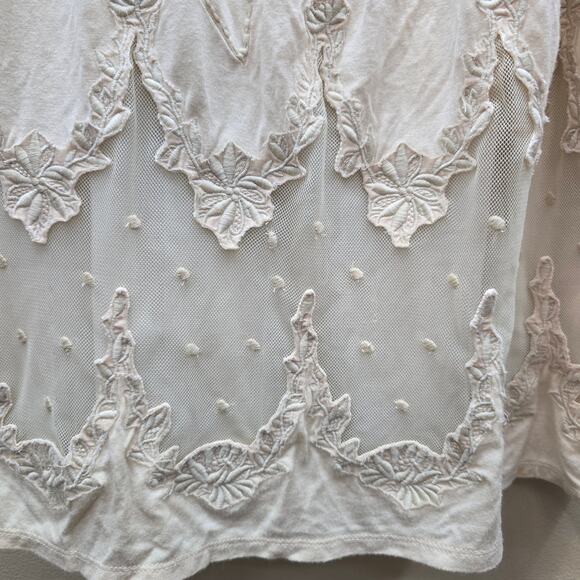 Sundance Women's Embroidered Lace Tunic Top Cream Size Medium Doman Sleeves - Picture 5 of 6